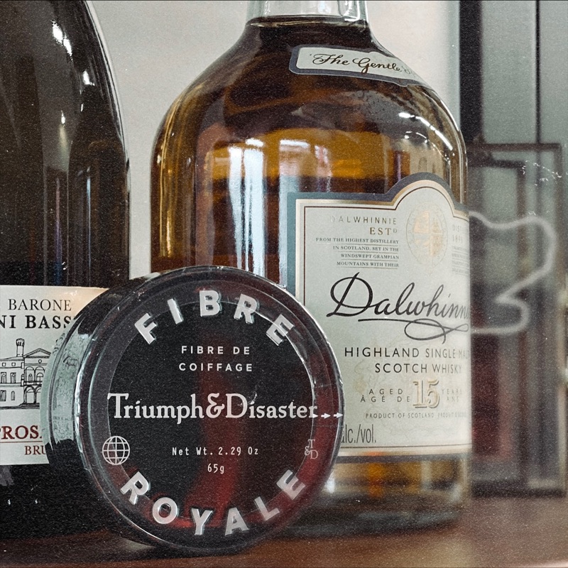Triumph & Disaster Fibre Royale pomade tin on the shop shelf
